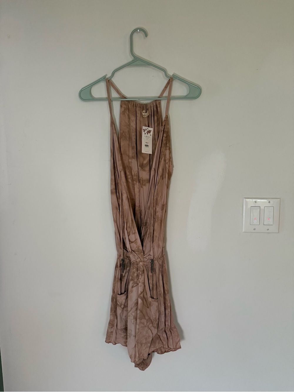 Sleeveless Taupe Tie-Dye Romper